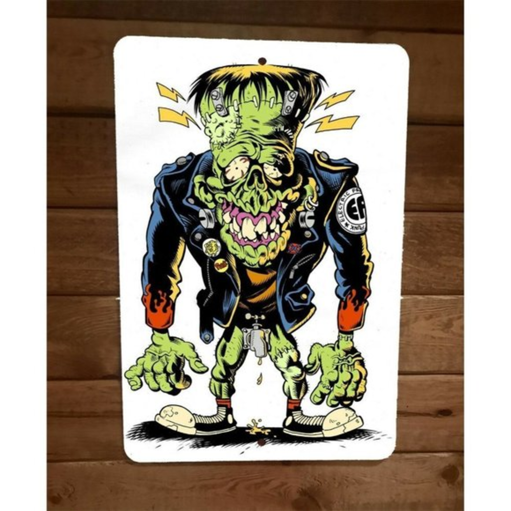 Electric Frankenstein Artwork 8x12 Metal Wall Car Sign Rat Fink‎ Garage Poster